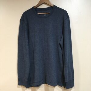 Eddie Bauer Waffle Knit Thermal Crewneck Shirt Men XL Navy Blue Outdoor Gorpcore